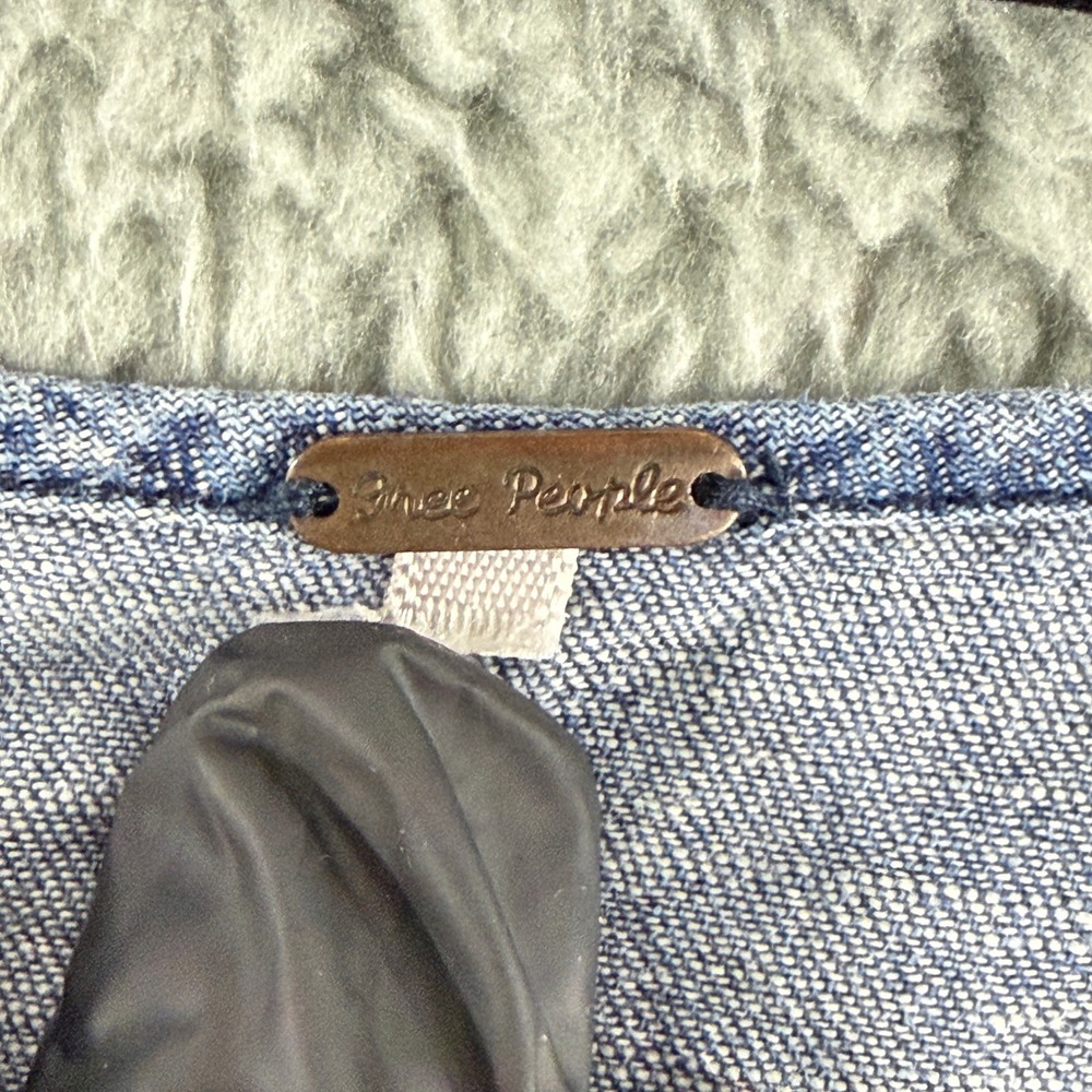 Free People Maxi Dress Women S Blue Chambray Button Front Cutout Ruffle High Low - Picture 7 of 11